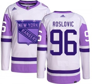 Adidas Youth Jack Roslovic New York Rangers Youth Authentic Hockey Fights Cancer Jersey