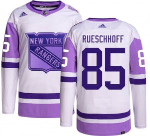 Adidas Youth Austin Rueschhoff New York Rangers Youth Authentic Hockey Fights Cancer Jersey