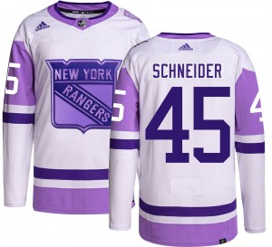 Adidas Youth Braden Schneider New York Rangers Youth Authentic Hockey Fights Cancer Jersey