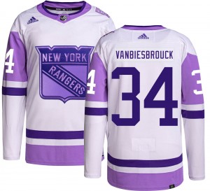 Adidas Youth John Vanbiesbrouck New York Rangers Youth Authentic Hockey Fights Cancer Jersey