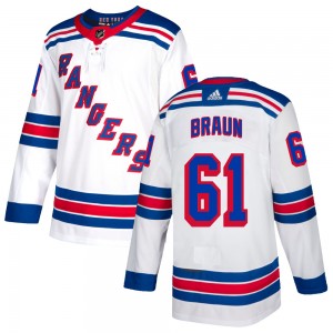 Adidas Justin Braun New York Rangers Men's Authentic Jersey - White