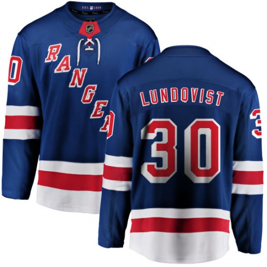 Fanatics Branded Henrik Lundqvist New York Rangers Men's Home Breakaway Jersey - Blue