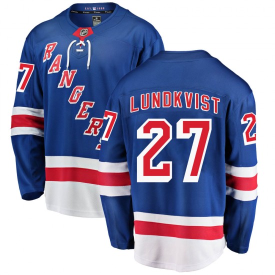 Fanatics Branded Nils Lundkvist New York Rangers Men's Breakaway Home Jersey - Blue