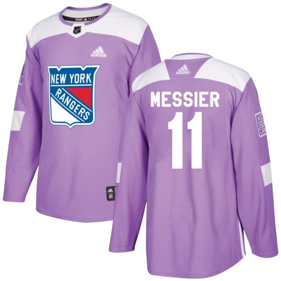 Adidas Mark Messier New York Rangers Men's Authentic Fights Cancer Practice Jersey - Purple