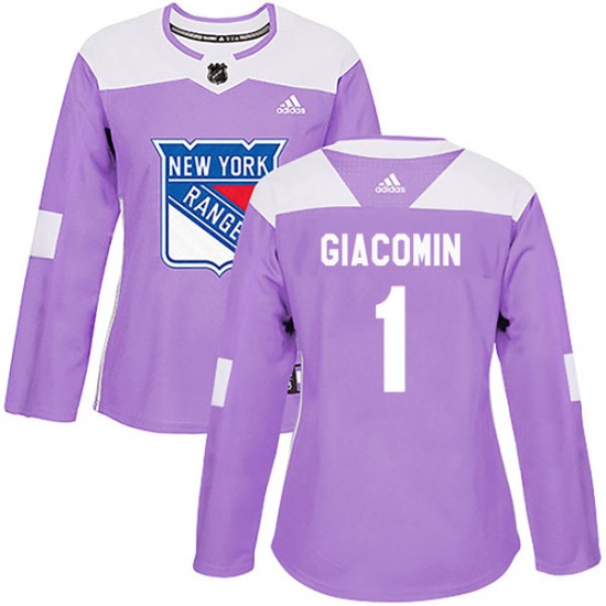 Adidas Eddie Giacomin New York Rangers Women's Authentic Fights Cancer Practice Jersey - Purple