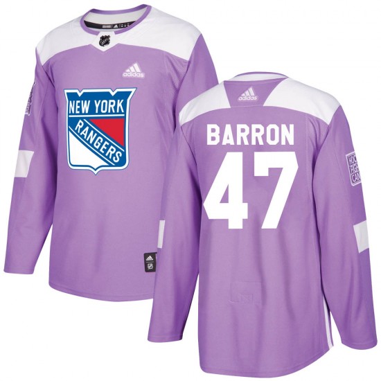 Adidas Morgan Barron New York Rangers Youth Authentic Fights Cancer Practice Jersey - Purple