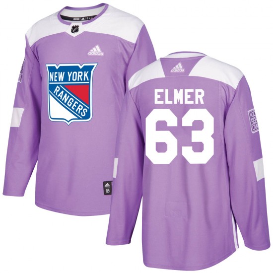 Adidas Jake Elmer New York Rangers Youth Authentic Fights Cancer Practice Jersey - Purple