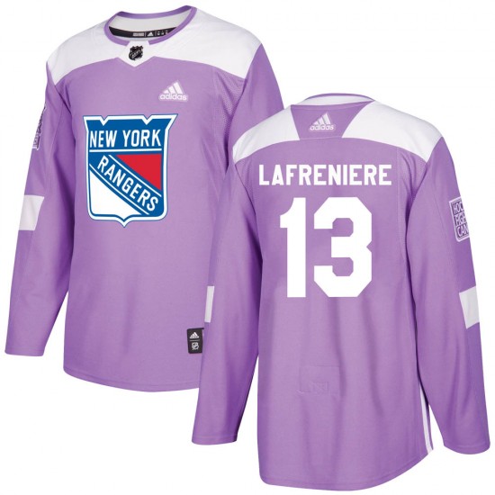 Adidas Alexis Lafreniere New York Rangers Youth Authentic Fights Cancer Practice Jersey - Purple