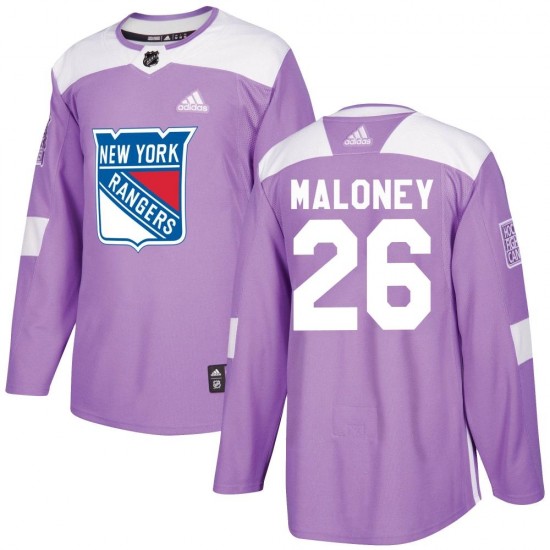 Adidas Dave Maloney New York Rangers Youth Authentic Fights Cancer Practice Jersey - Purple