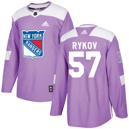 Adidas Yegor Rykov New York Rangers Youth Authentic Fights Cancer Practice Jersey - Purple