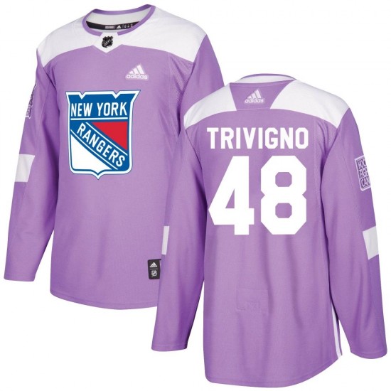 Adidas Bobby Trivigno New York Rangers Youth Authentic Fights Cancer Practice Jersey - Purple