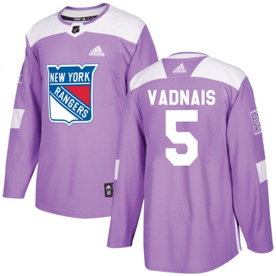 Adidas Carol Vadnais New York Rangers Youth Authentic Fights Cancer Practice Jersey - Purple