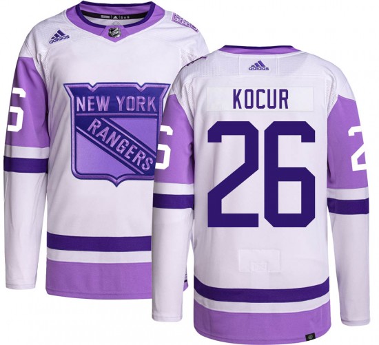 Adidas Youth Joe Kocur New York Rangers Youth Authentic Hockey Fights Cancer Jersey