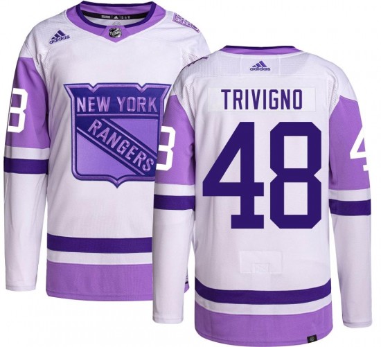 Adidas Youth Bobby Trivigno New York Rangers Youth Authentic Hockey Fights Cancer Jersey
