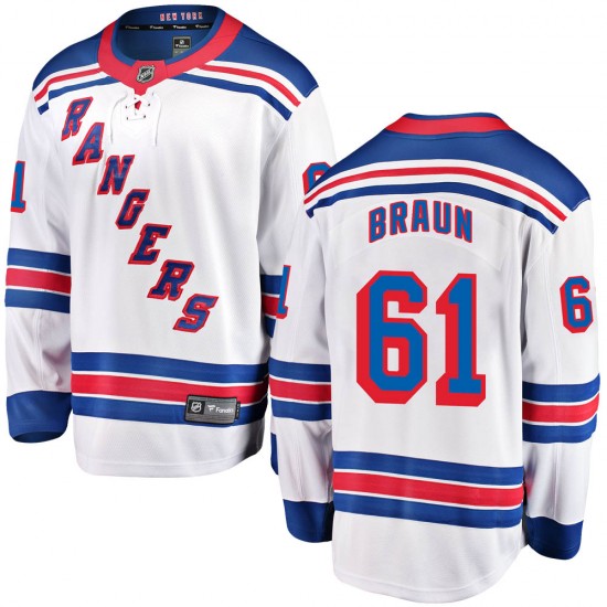 Fanatics Branded Justin Braun New York Rangers Youth Breakaway Away Jersey - White