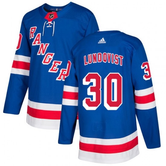 Adidas Henrik Lundqvist New York Rangers Youth Authentic Home Jersey - Royal Blue