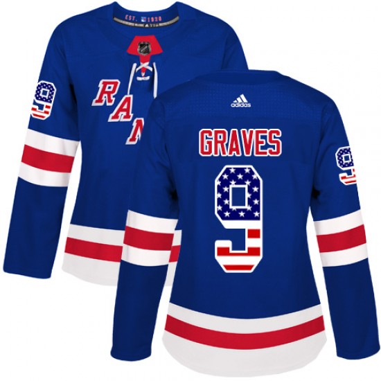 Adidas Adam Graves New York Rangers Women's Authentic USA Flag Fashion Jersey - Royal Blue