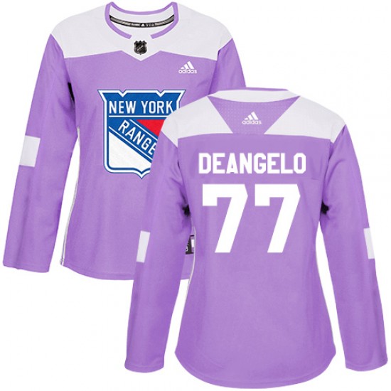 Adidas Anthony DeAngelo New York Rangers Women's Authentic Fights Cancer Practice Jersey - Purple