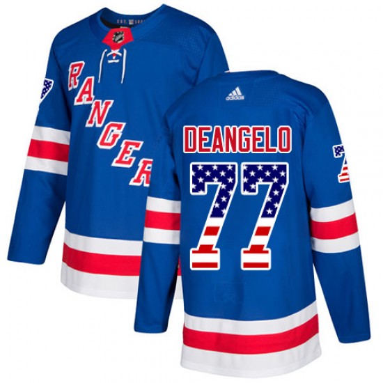 Adidas Anthony DeAngelo New York Rangers Men's Authentic USA Flag Fashion Jersey - Royal Blue