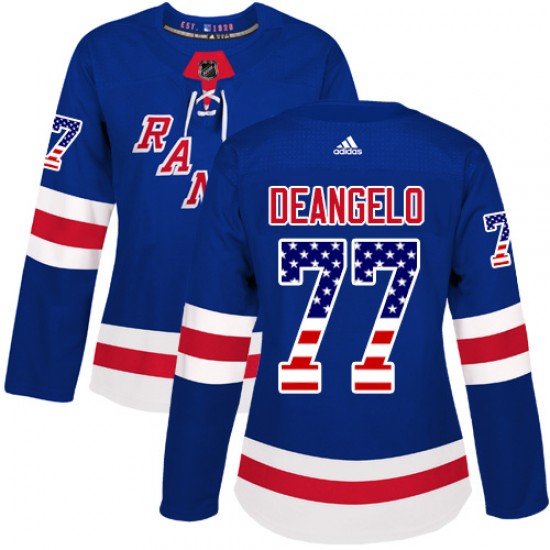 Adidas Anthony DeAngelo New York Rangers Women's Authentic USA Flag Fashion Jersey - Royal Blue