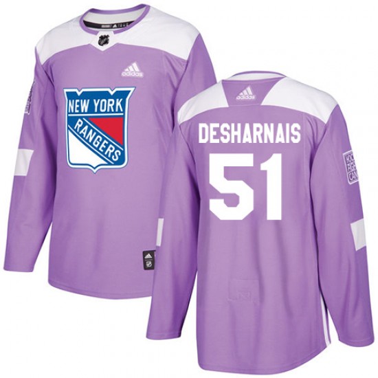 Adidas David Desharnais New York Rangers Youth Authentic Fights Cancer Practice Jersey - Purple