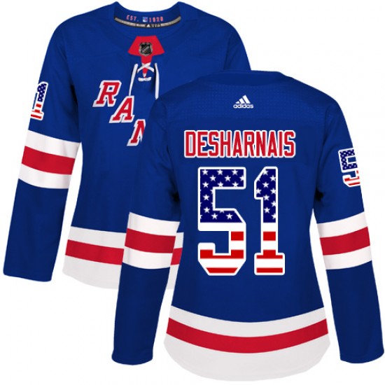 Adidas David Desharnais New York Rangers Women's Authentic USA Flag Fashion Jersey - Royal Blue