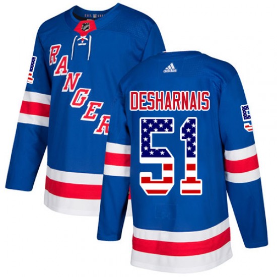 Adidas David Desharnais New York Rangers Youth Authentic USA Flag Fashion Jersey - Royal Blue