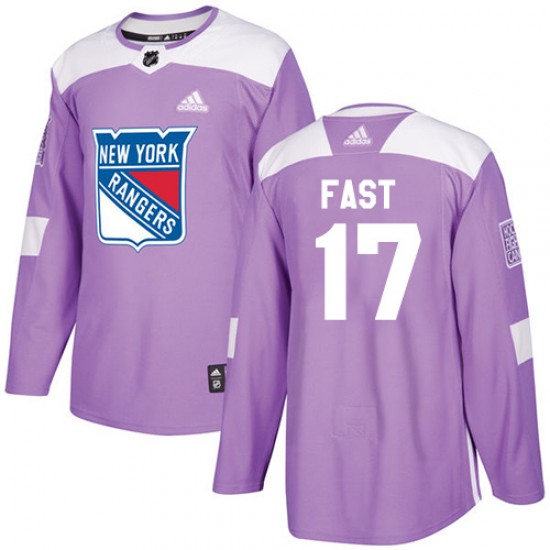 Adidas Jesper Fast New York Rangers Men's Authentic Fights Cancer Practice Jersey - Purple