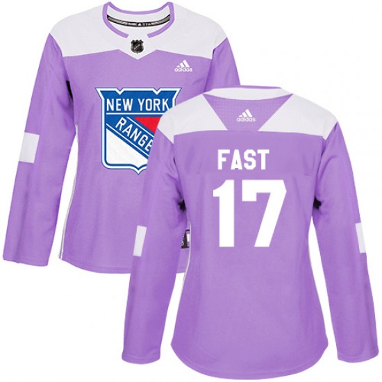 Adidas Jesper Fast New York Rangers Women's Authentic Fights Cancer Practice Jersey - Purple