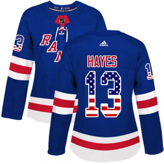 Adidas Kevin Hayes New York Rangers Women's Authentic USA Flag Fashion Jersey - Royal Blue