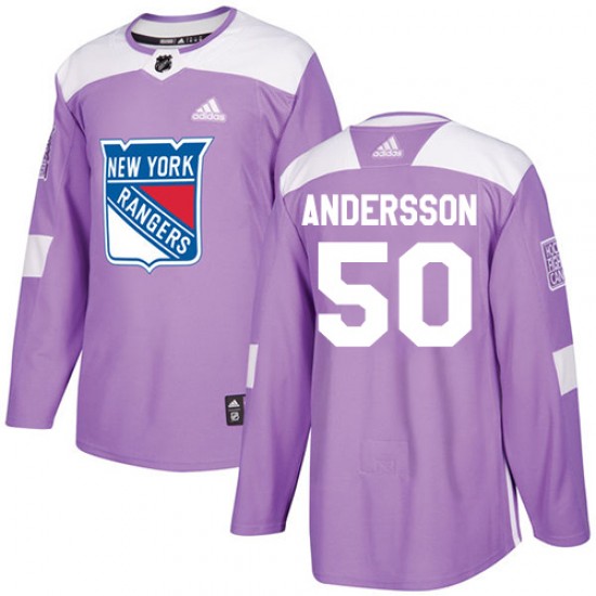 Adidas Lias Andersson New York Rangers Men's Authentic Fights Cancer Practice Jersey - Purple