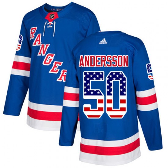 Adidas Lias Andersson New York Rangers Youth Authentic USA Flag Fashion Jersey - Royal Blue