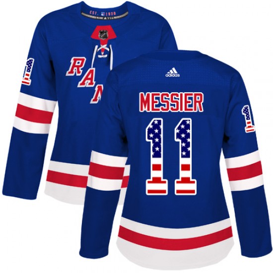 Adidas Mark Messier New York Rangers Women's Authentic USA Flag Fashion Jersey - Royal Blue