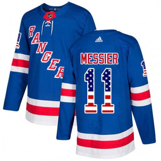 Adidas Mark Messier New York Rangers Youth Authentic USA Flag Fashion Jersey - Royal Blue