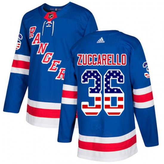 Adidas Mats Zuccarello New York Rangers Youth Authentic USA Flag Fashion Jersey - Royal Blue