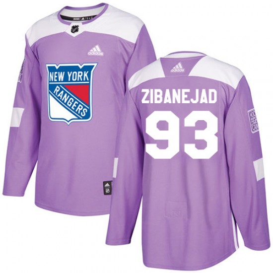 Adidas Mika Zibanejad New York Rangers Men's Authentic Fights Cancer Practice Jersey - Purple