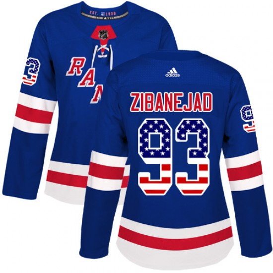 Adidas Mika Zibanejad New York Rangers Women's Authentic USA Flag Fashion Jersey - Royal Blue