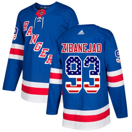 Adidas Mika Zibanejad New York Rangers Youth Authentic USA Flag Fashion Jersey - Royal Blue