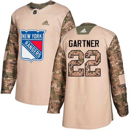 Adidas Mike Gartner New York Rangers Youth Authentic Veterans Day Practice Jersey - Camo