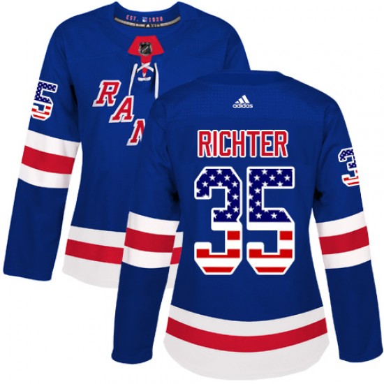 Adidas Mike Richter New York Rangers Women's Authentic USA Flag Fashion Jersey - Royal Blue
