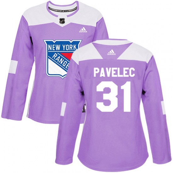 Adidas Ondrej Pavelec New York Rangers Women's Authentic Fights Cancer Practice Jersey - Purple