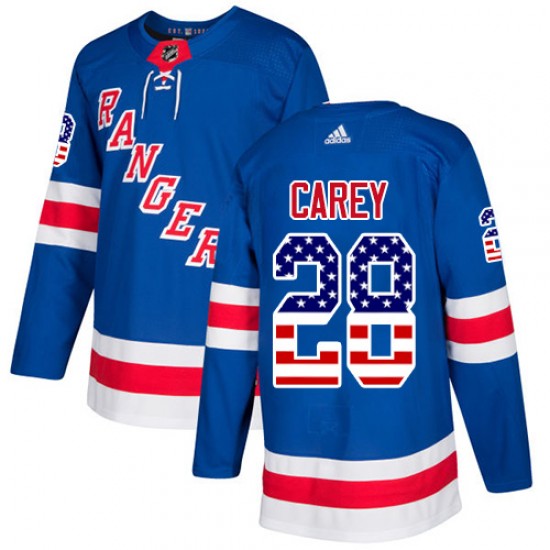 Adidas Paul Carey New York Rangers Youth Authentic USA Flag Fashion Jersey - Royal Blue