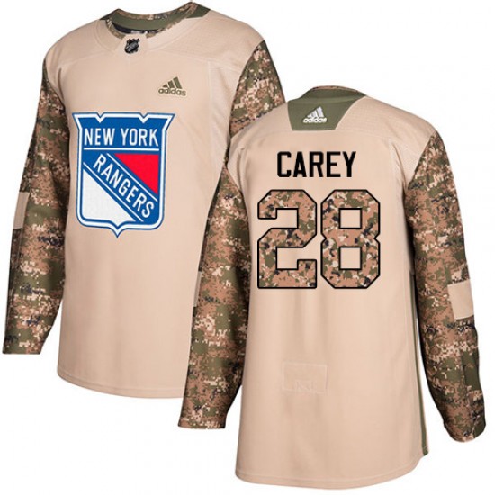 Adidas Paul Carey New York Rangers Youth Authentic Veterans Day Practice Jersey - Camo