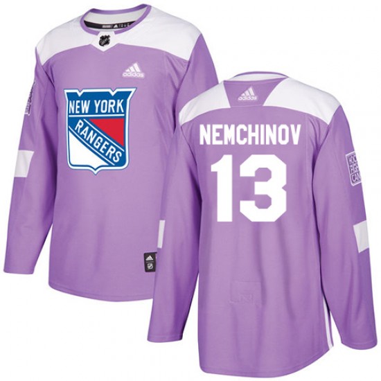 Adidas Sergei Nemchinov New York Rangers Youth Authentic Fights Cancer Practice Jersey - Purple