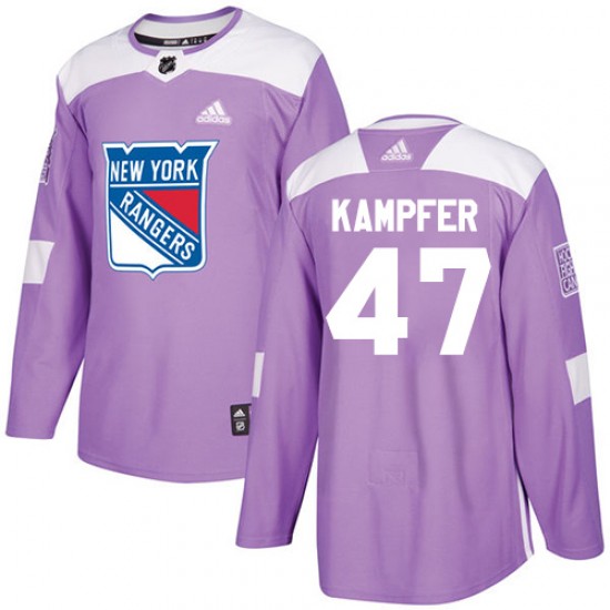 Adidas Steven Kampfer New York Rangers Youth Authentic Fights Cancer Practice Jersey - Purple