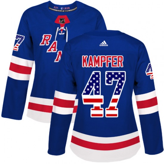 Adidas Steven Kampfer New York Rangers Women's Authentic USA Flag Fashion Jersey - Royal Blue