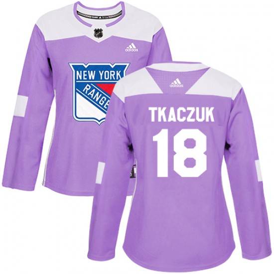 Adidas Walt Tkaczuk New York Rangers Women's Authentic Fights Cancer Practice Jersey - Purple