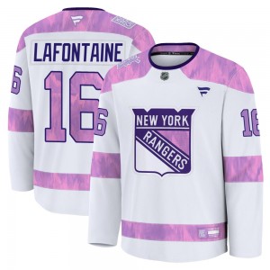 Fanatics Pat Lafontaine New York Rangers Men's Premium 2024 Hockey Fights Cancer Practice Jersey - White