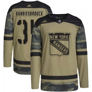 Adidas John Vanbiesbrouck New York Rangers Youth Authentic Military Appreciation Practice Jersey - Camo