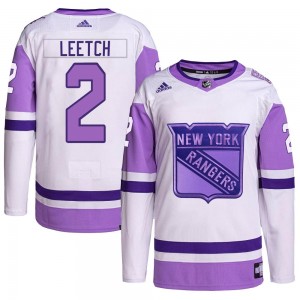 Adidas Brian Leetch New York Rangers Youth Authentic Hockey Fights Cancer Primegreen Jersey - White/Purple